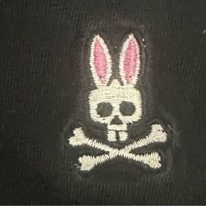 Psycho Bunny Men XL V-Neck Tee Black Pima Cotton Skull Y2K Grunge Streetwear Sk8